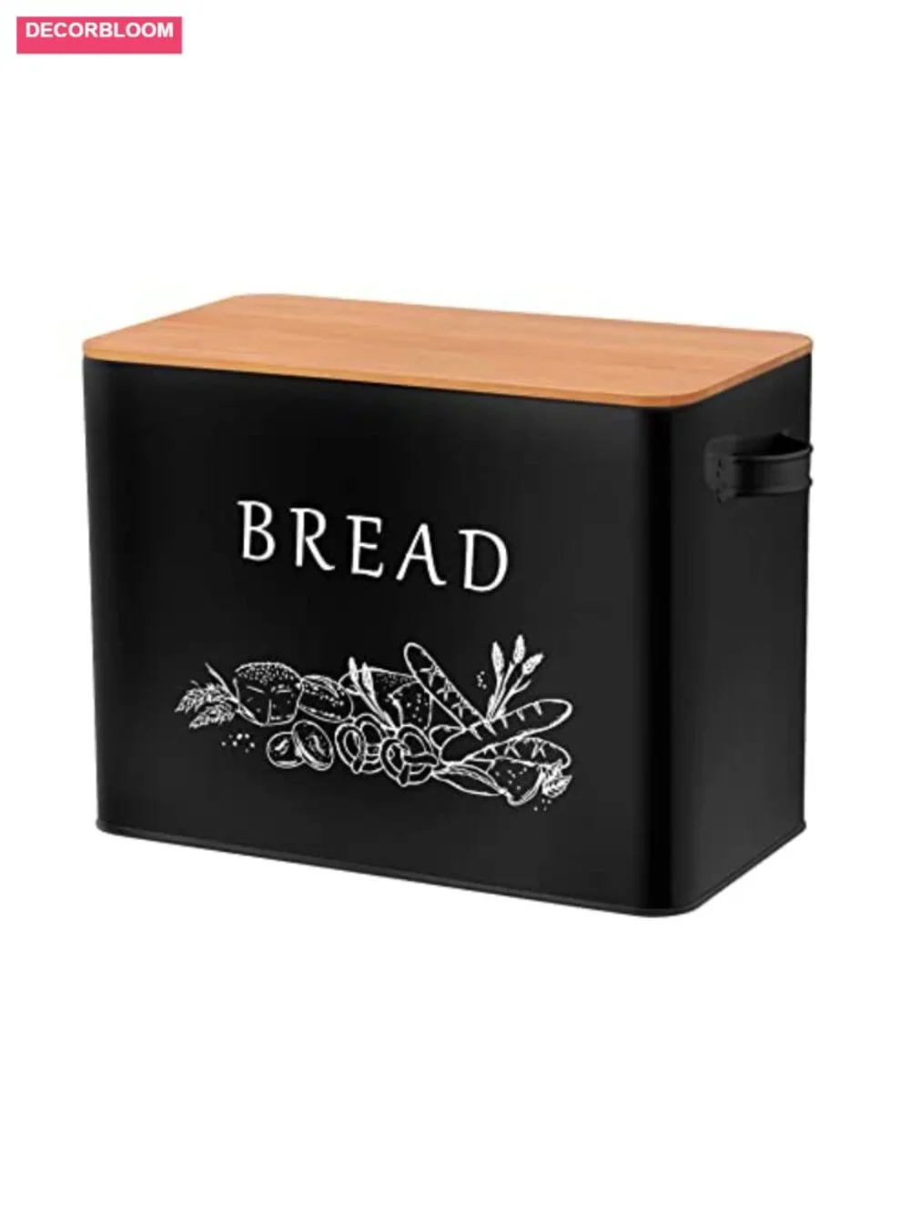 Rustic Bread Box with Wooden Lid Cutting Board, Metal Container